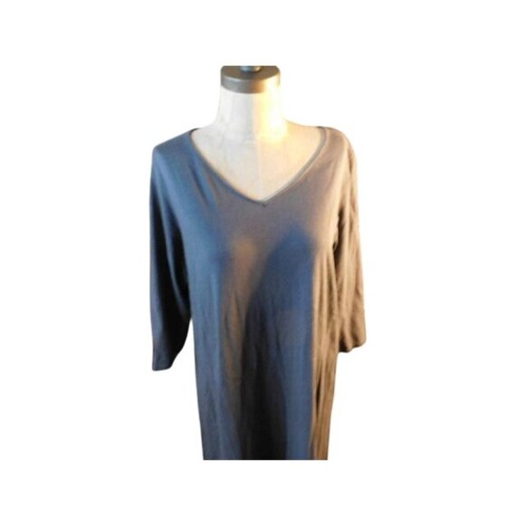 J. Jill Size L Large Gray V-neck Knit Classic Versatile Midi Elbow Length Dress - Picture 4 of 4